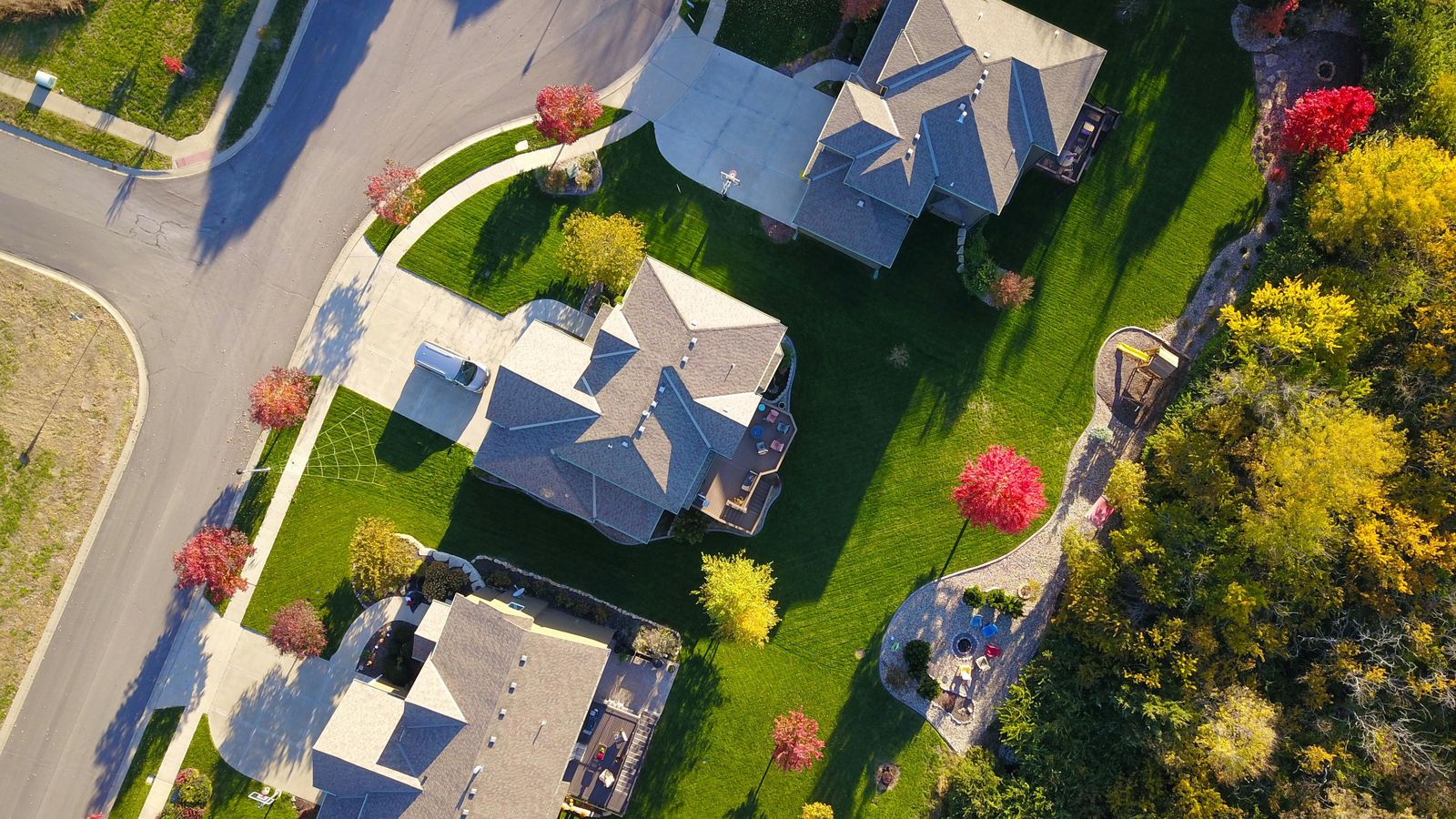Aerial view of a Durham neighborhood